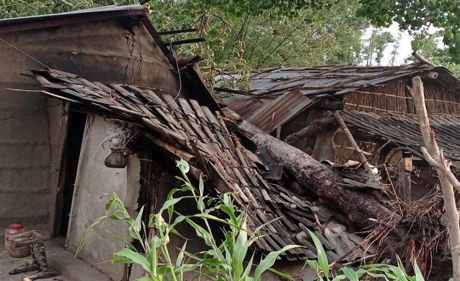 हावाहुरीले घर भत्किँदा धनगढीकी एक वृद्धा घाइते