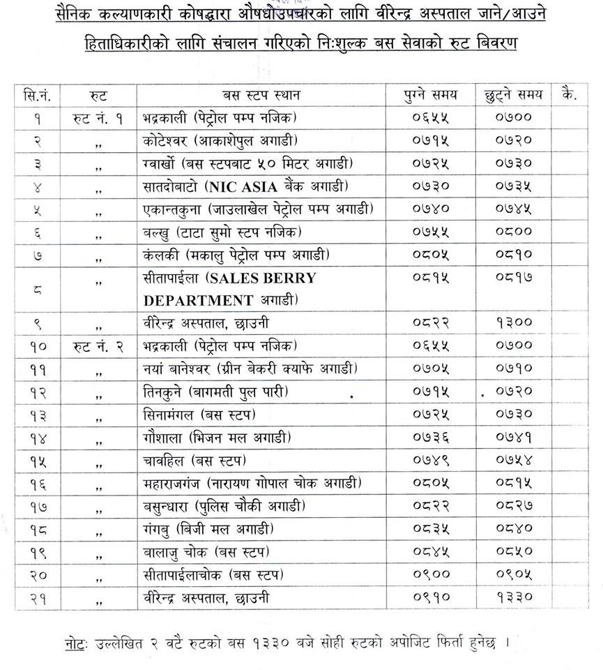 नेपाली सेनाको निःशुल्क यातायात सेवा सञ्चालन